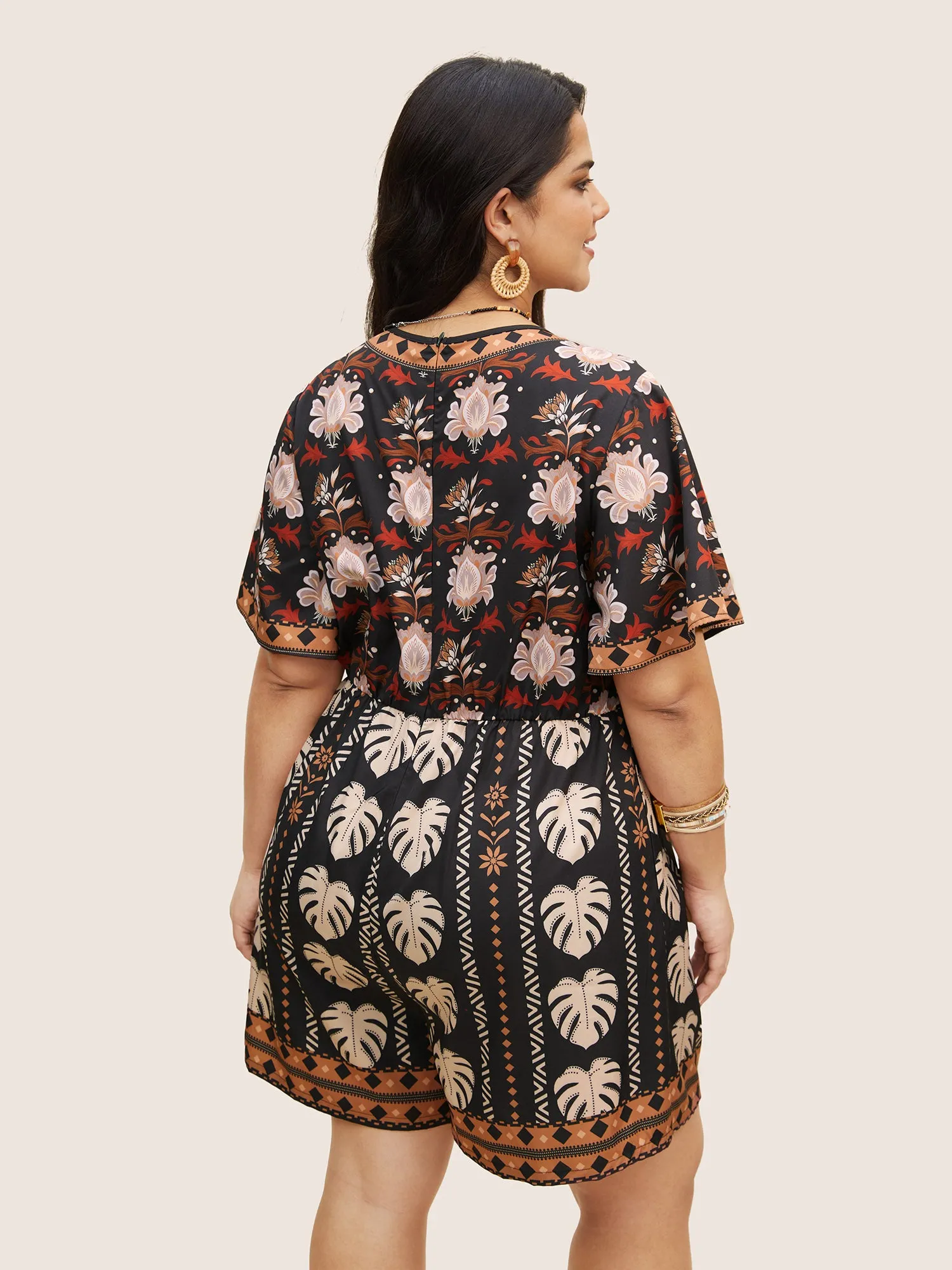 V Neck Bandana Print Flutter Sleeve Jumpsuit sold by Bloomchic product image thumbnail 3