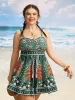 Bandana Print Heart Neckline Gathered Swim Dress sold by Bloomchic