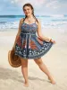 Bandana Print Heart Neckline Gathered Swim Dress sold by Bloomchic