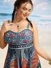 Bandana Print Heart Neckline Gathered Swim Dress sold by Bloomchic