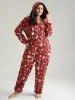 Christmas Graphic Hooded Pocket Sleep Jumpsuit sold by Bloomchic