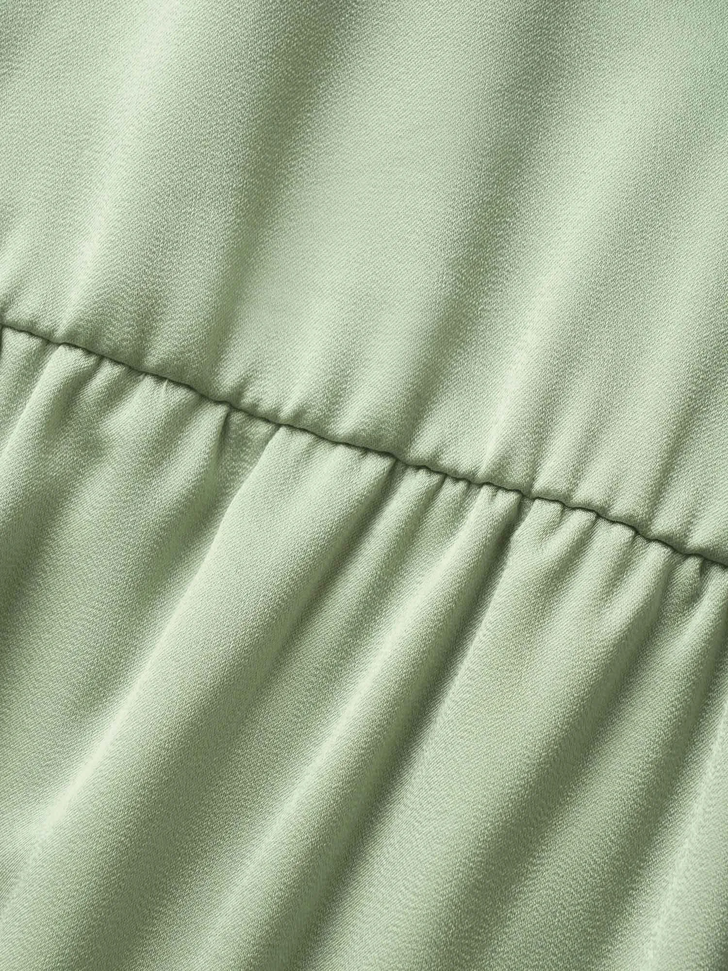 Solid Heart Neckline Satin Ruffle Sleeve Dress sold by Bloomchic product image thumbnail 5