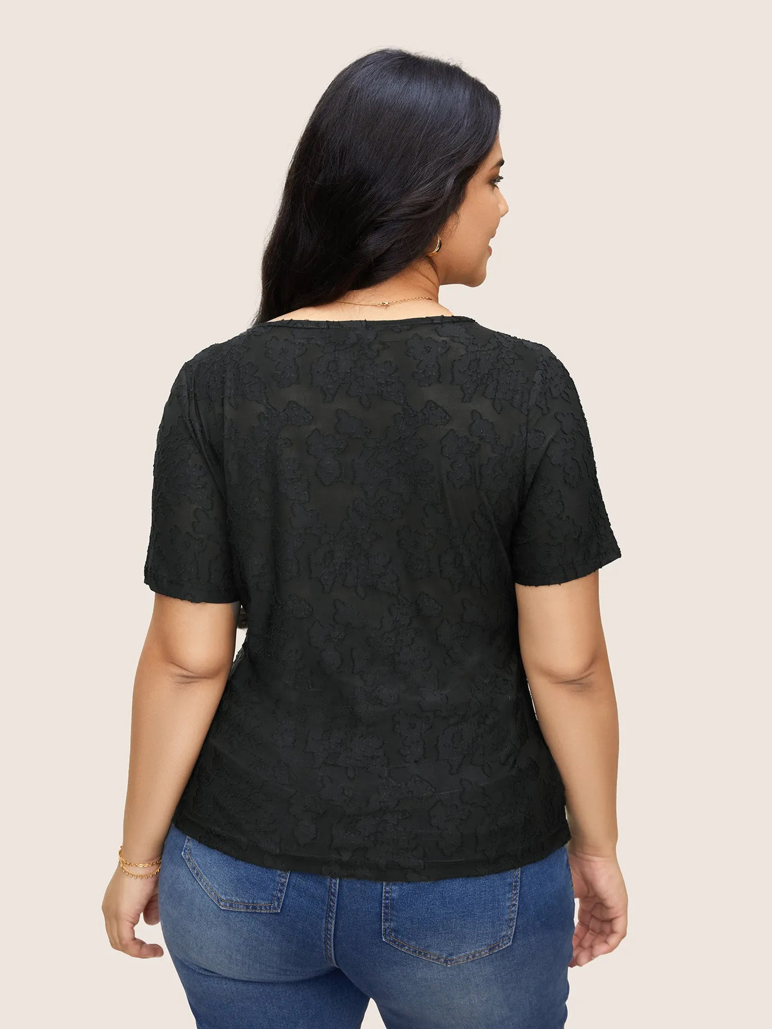 Square Neck Plain Textured T-shirt sold by Bloomchic product image thumbnail 2