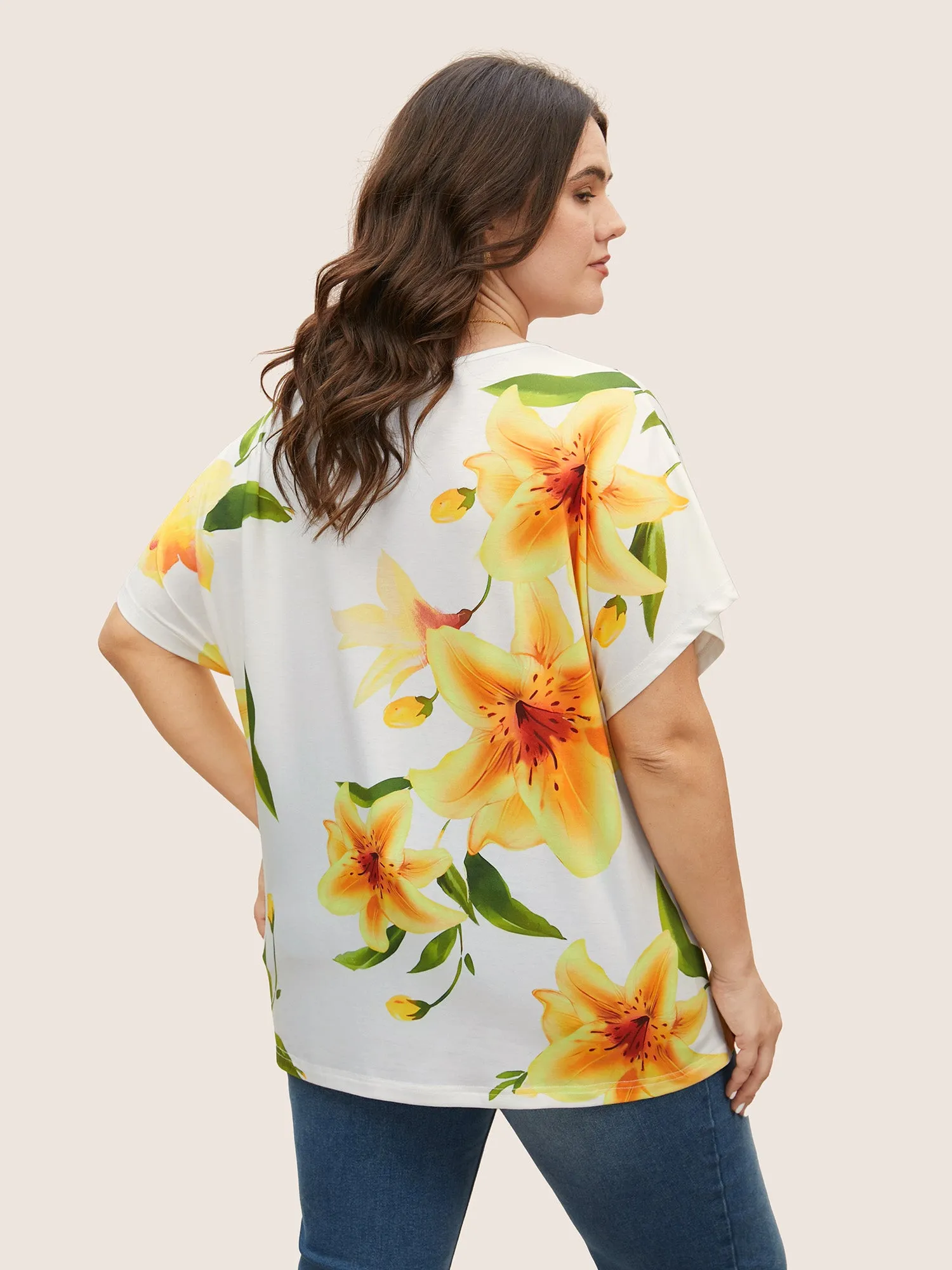 Natural Flowers Crisscross Dolman Sleeve T-shirt sold by Bloomchic product image thumbnail 3