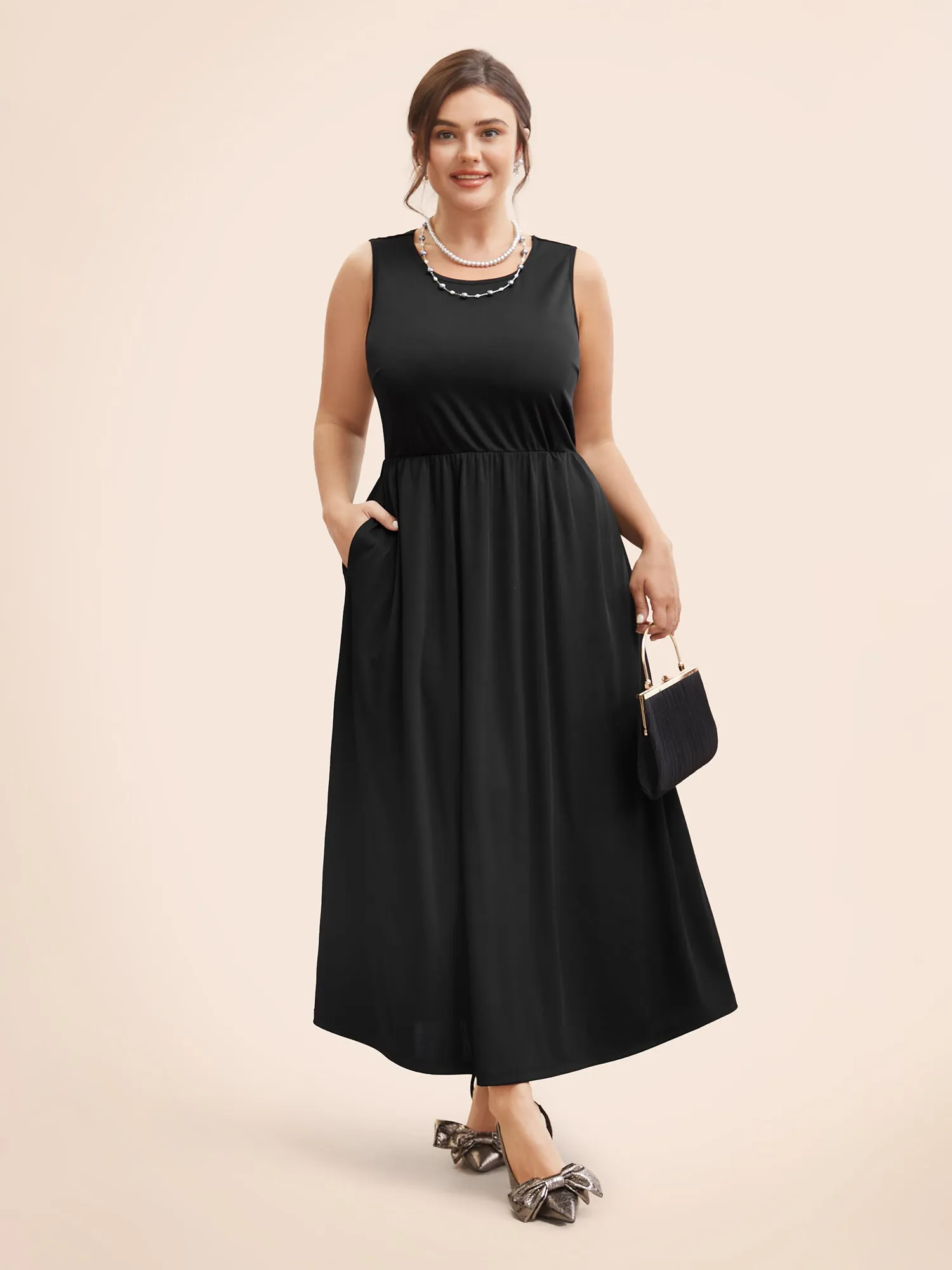 Plain Crochet Lace Mesh Sleeveless Dress sold by Bloomchic product image thumbnail 4