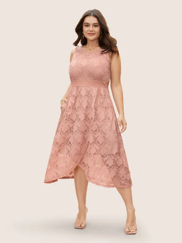 Crochet Lace Wrap Hem Tank Midi Dress sold by Bloomchic