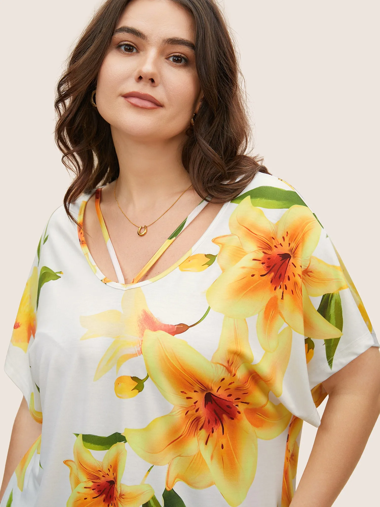 Natural Flowers Crisscross Dolman Sleeve T-shirt sold by Bloomchic product image thumbnail 4