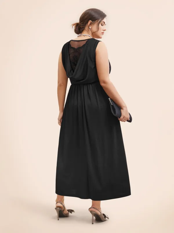 Plain Crochet Lace Mesh Sleeveless Dress sold by Bloomchic