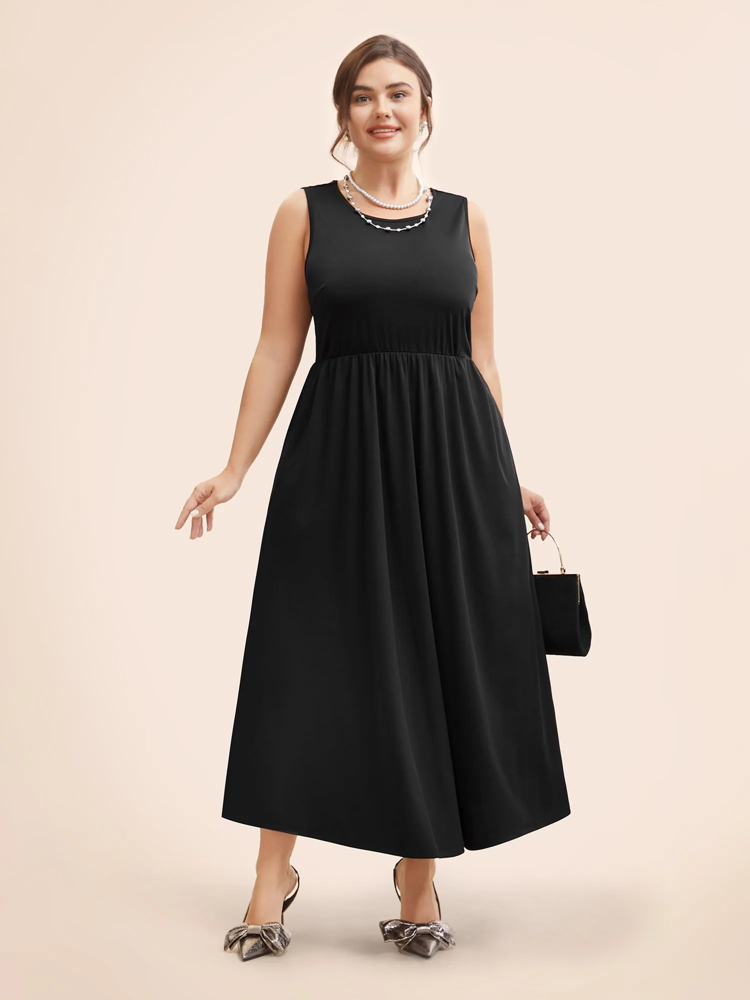 Plain Crochet Lace Mesh Sleeveless Dress sold by Bloomchic product image thumbnail 3