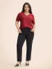 Solid V Neck Jacquard Knit T-shirt sold by Bloomchic