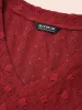 Solid V Neck Jacquard Knit T-shirt sold by Bloomchic
