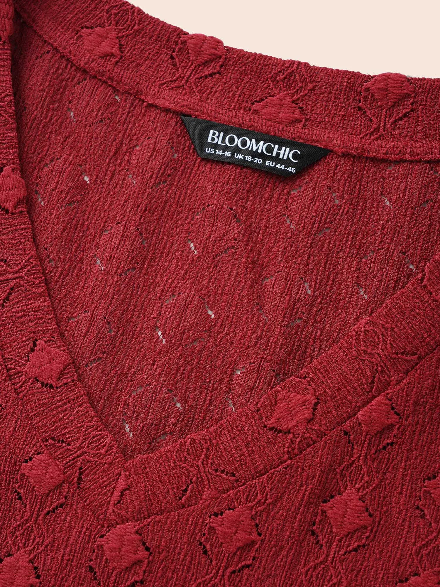 Solid V Neck Jacquard Knit T-shirt sold by Bloomchic product image thumbnail 5