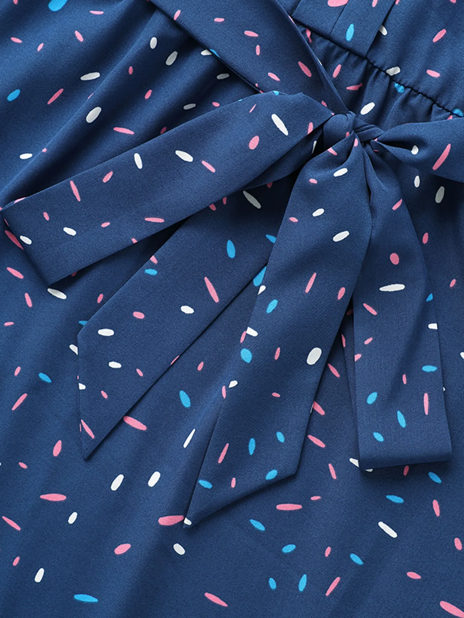 Split Neck Confetti Print Midi Dress sold by Bloomchic product image thumbnail 5