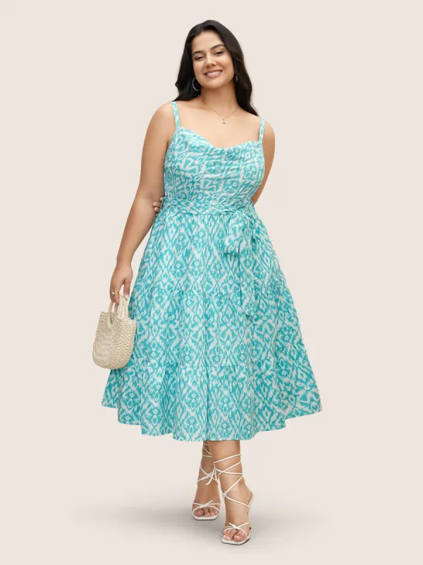 Cowl Neck Bandana Print Midi Dress sold by Bloomchic