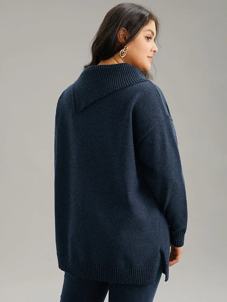 Supersoft Essentials Asymmetrical Neck Button Detail Pullover sold by Bloomchic product image thumbnail 2