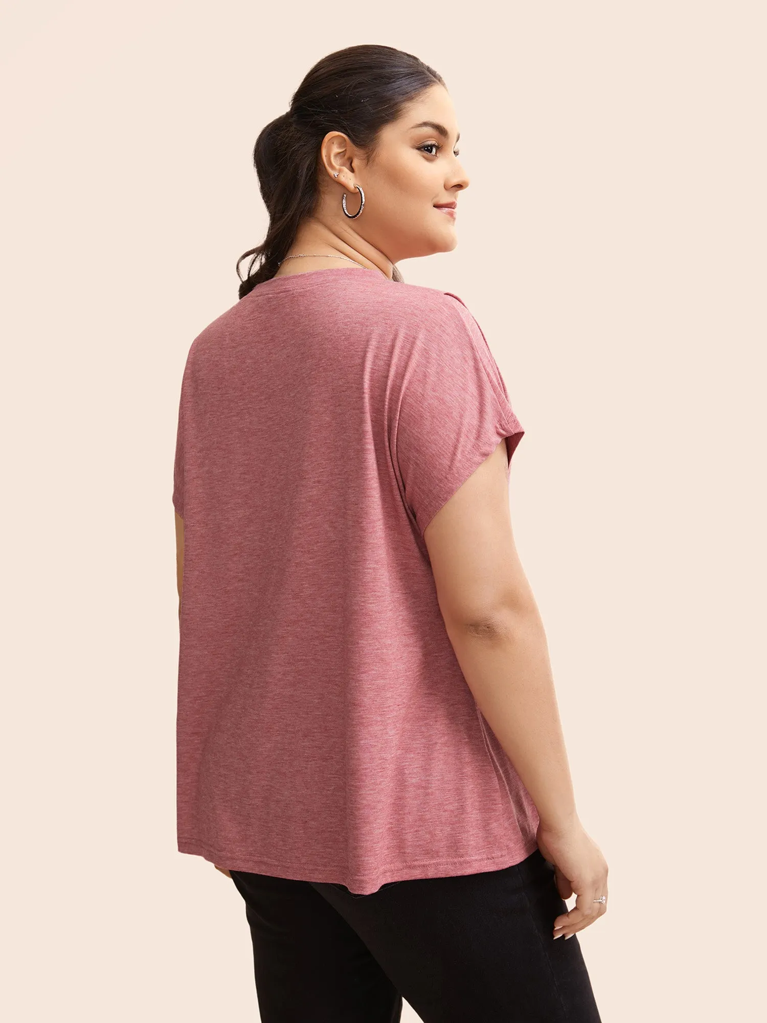 Crew Neck Pleated Dolman Sleeve T-shirt sold by Bloomchic product image thumbnail 5