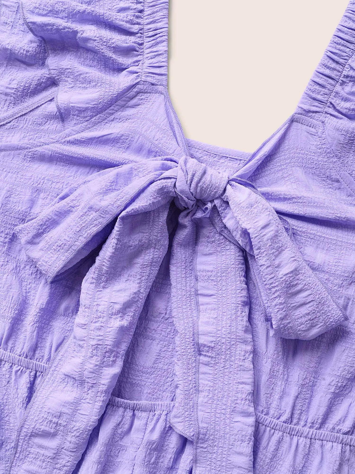 Texture Back Tie Knot Cap Sleeve Dress sold by Bloomchic product image thumbnail 5