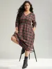 Plaid Elastic Waist Shirred Pocket Dress sold by Bloomchic