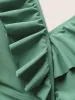 Solid V Neck Ruffle Trim Pocket Gathered Swim Dress sold by Bloomchic