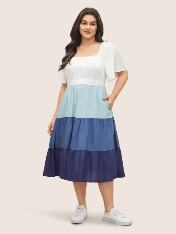 Supersoft Essentials Colorblock Contrast Gathered Dress sold by Bloomchic