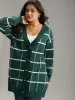 Plaid Striped Button Through Cardigan sold by Bloomchic