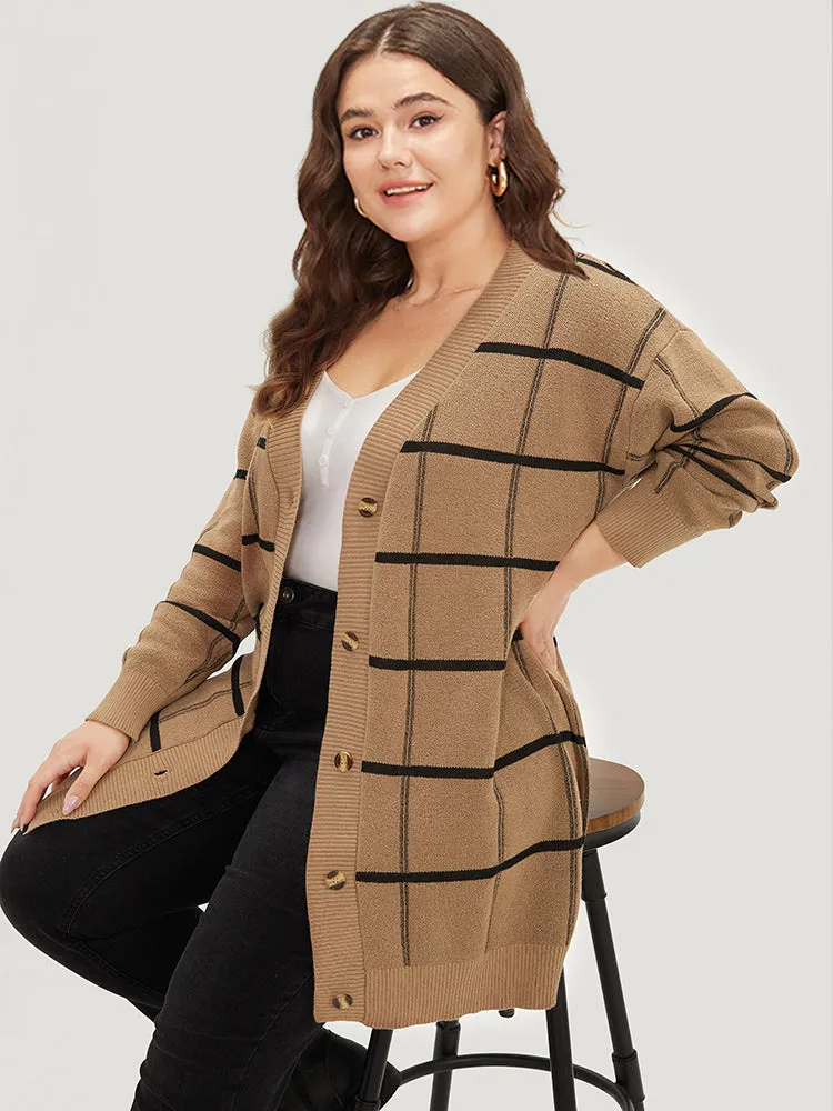 Plaid Striped Button Through Cardigan sold by Bloomchic product image thumbnail 5