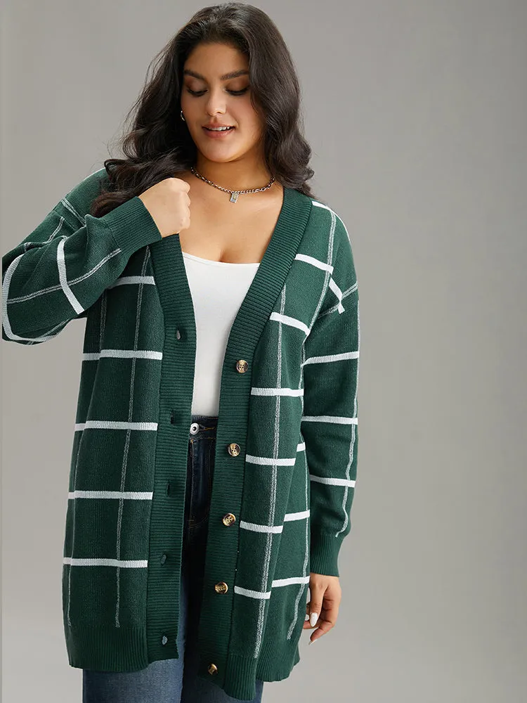 Plaid Striped Button Through Cardigan sold by Bloomchic product image thumbnail 4