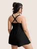 Plain Patched Pocket Drawstring One Piece Swimsuit sold by Bloomchic