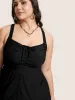 Plain Patched Pocket Drawstring One Piece Swimsuit sold by Bloomchic
