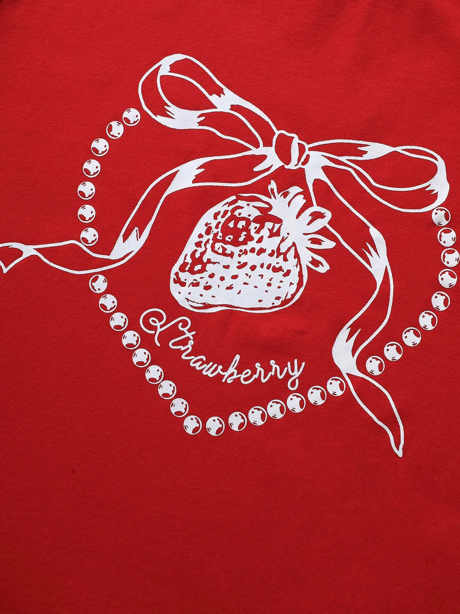 Crew Neck Strawberry Print T-shirt sold by Bloomchic product image thumbnail 5