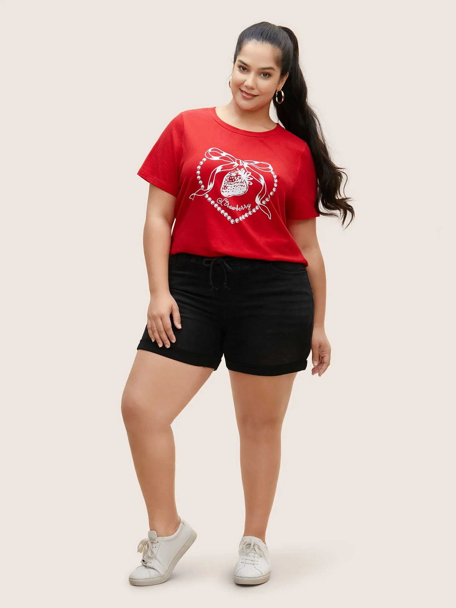 Crew Neck Strawberry Print T-shirt sold by Bloomchic product image thumbnail 2