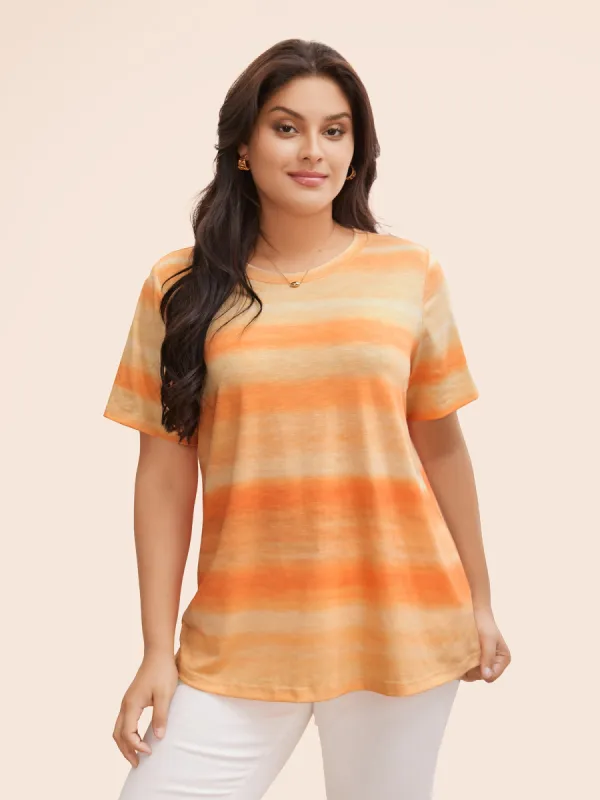 Ombre Tie Dye Round Neck T-shirt sold by Bloomchic
