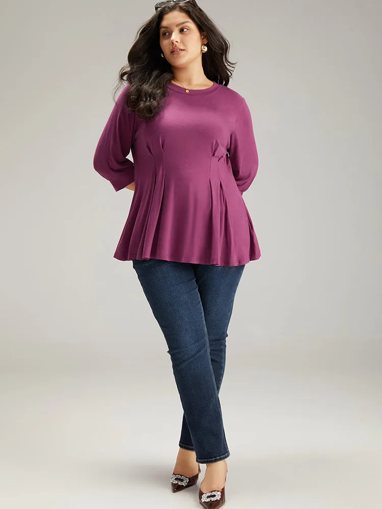 Plain Pleated Flutter Hem T-shirt sold by Bloomchic product image thumbnail 4