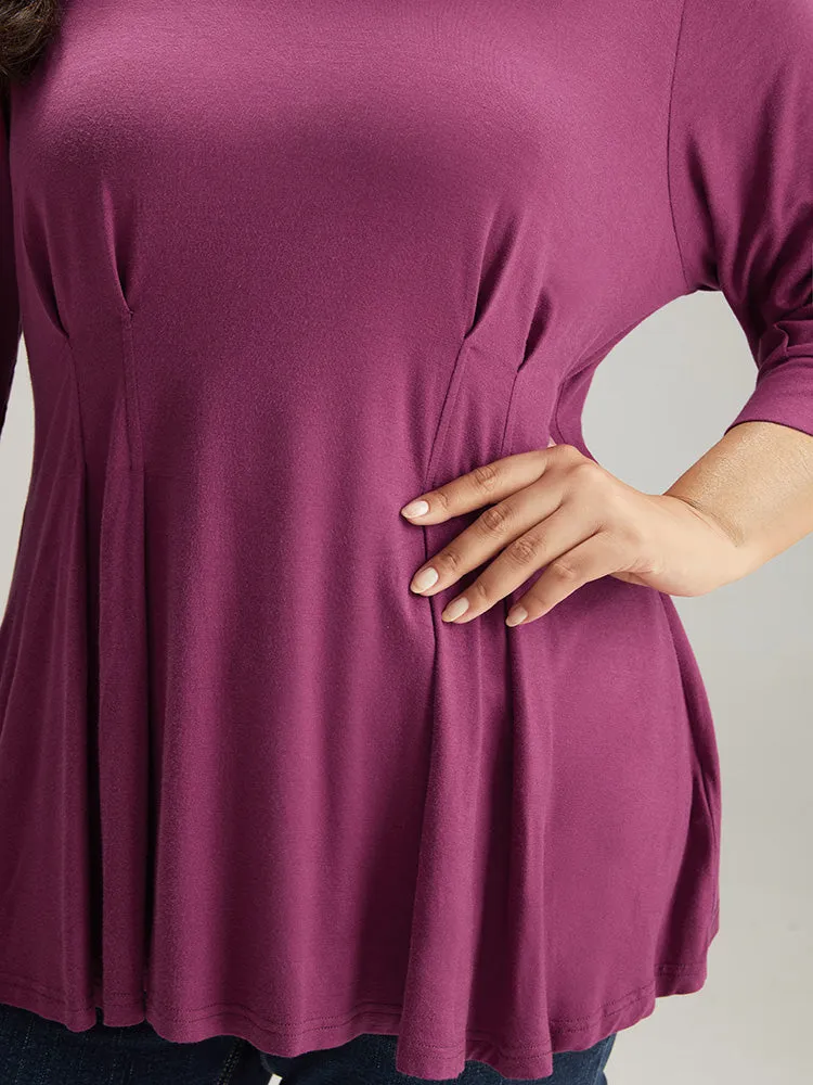 Plain Pleated Flutter Hem T-shirt sold by Bloomchic product image thumbnail 5