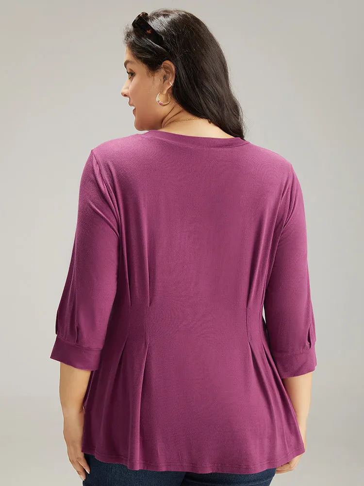 Plain Pleated Flutter Hem T-shirt sold by Bloomchic product image thumbnail 2