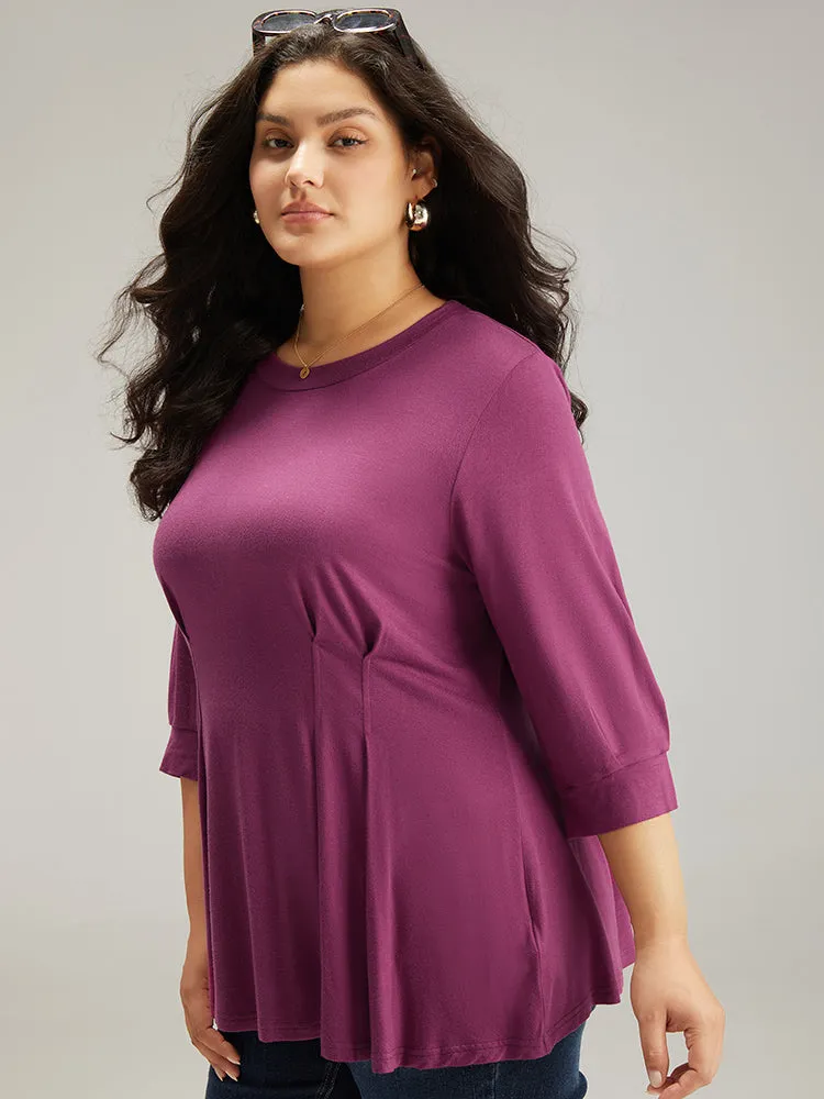 Plain Pleated Flutter Hem T-shirt sold by Bloomchic product image thumbnail 3
