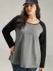 Cotton Contrast Raglan Sleeve T-shirt sold by Bloomchic