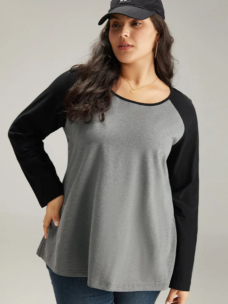 Cotton Contrast Raglan Sleeve T-shirt sold by Bloomchic product image thumbnail 2