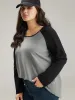 Cotton Contrast Raglan Sleeve T-shirt sold by Bloomchic