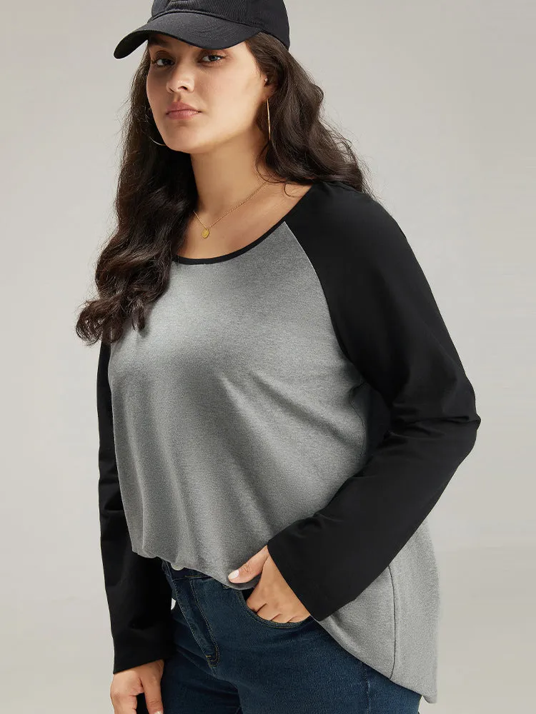 Cotton Contrast Raglan Sleeve T-shirt sold by Bloomchic product image thumbnail 3