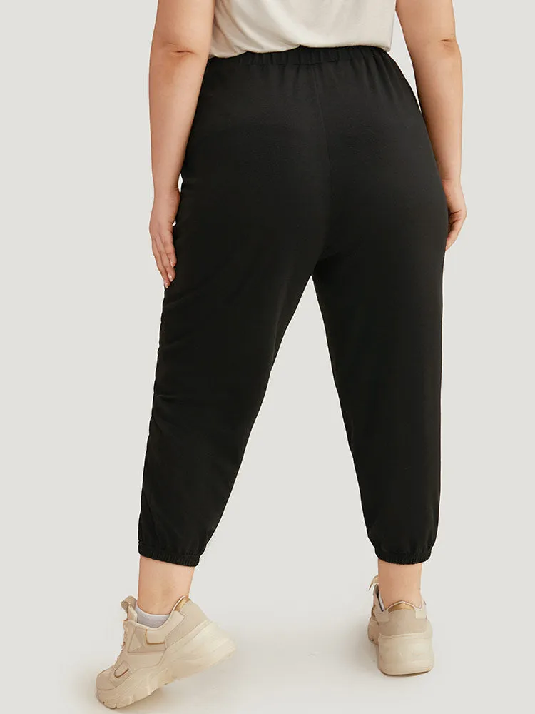 High Rise Button Detail Elastic Waist Sweatpant sold by Bloomchic product image thumbnail 5