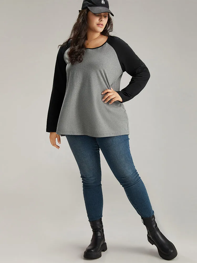 Cotton Contrast Raglan Sleeve T-shirt sold by Bloomchic product image thumbnail 4