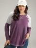 Two Tone Lace Trim Stitch Raglan Sleeve T-shirt sold by Bloomchic