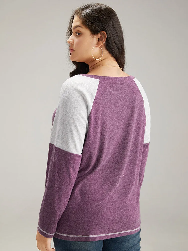 Two Tone Lace Trim Stitch Raglan Sleeve T-shirt sold by Bloomchic product image thumbnail 3