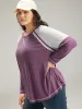 Two Tone Lace Trim Stitch Raglan Sleeve T-shirt sold by Bloomchic