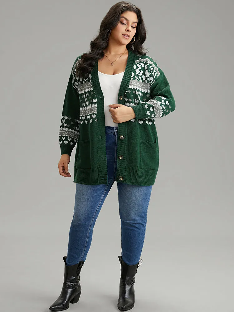Christmas Jacquard Button Up Pocket Cardigan sold by Bloomchic product image thumbnail 5