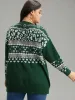 Christmas Jacquard Button Up Pocket Cardigan sold by Bloomchic