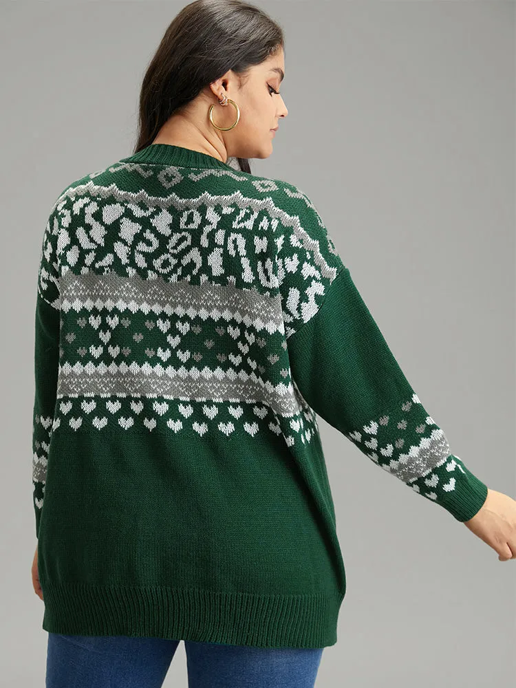 Christmas Jacquard Button Up Pocket Cardigan sold by Bloomchic product image thumbnail 2