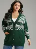 Christmas Jacquard Button Up Pocket Cardigan sold by Bloomchic