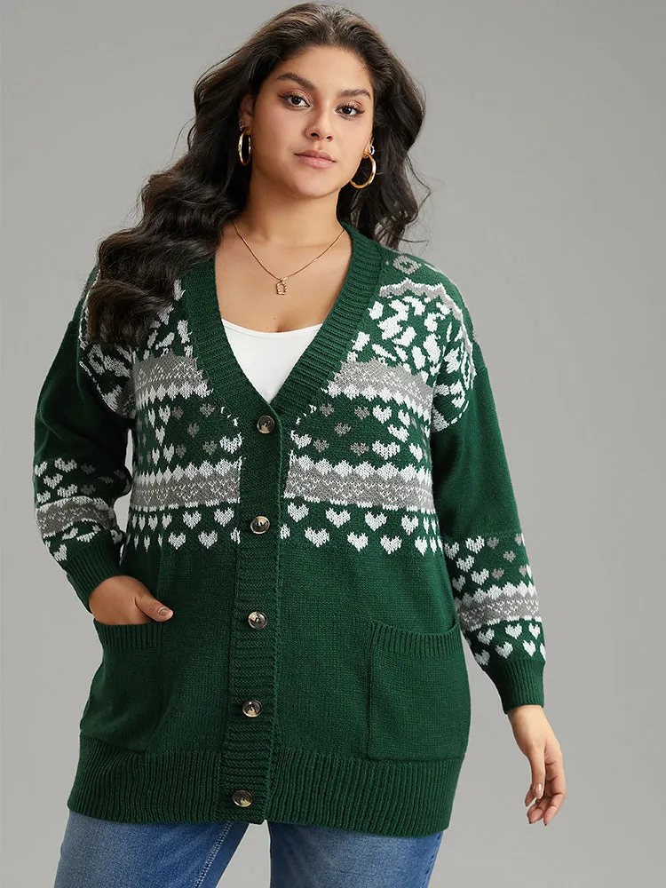 Christmas Jacquard Button Up Pocket Cardigan sold by Bloomchic product image thumbnail 4